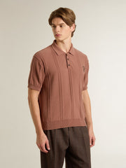 Golden Goose Men's brick-colored polo with embroidered logo.