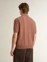 Golden Goose Men's brick-colored polo with embroidered logo.