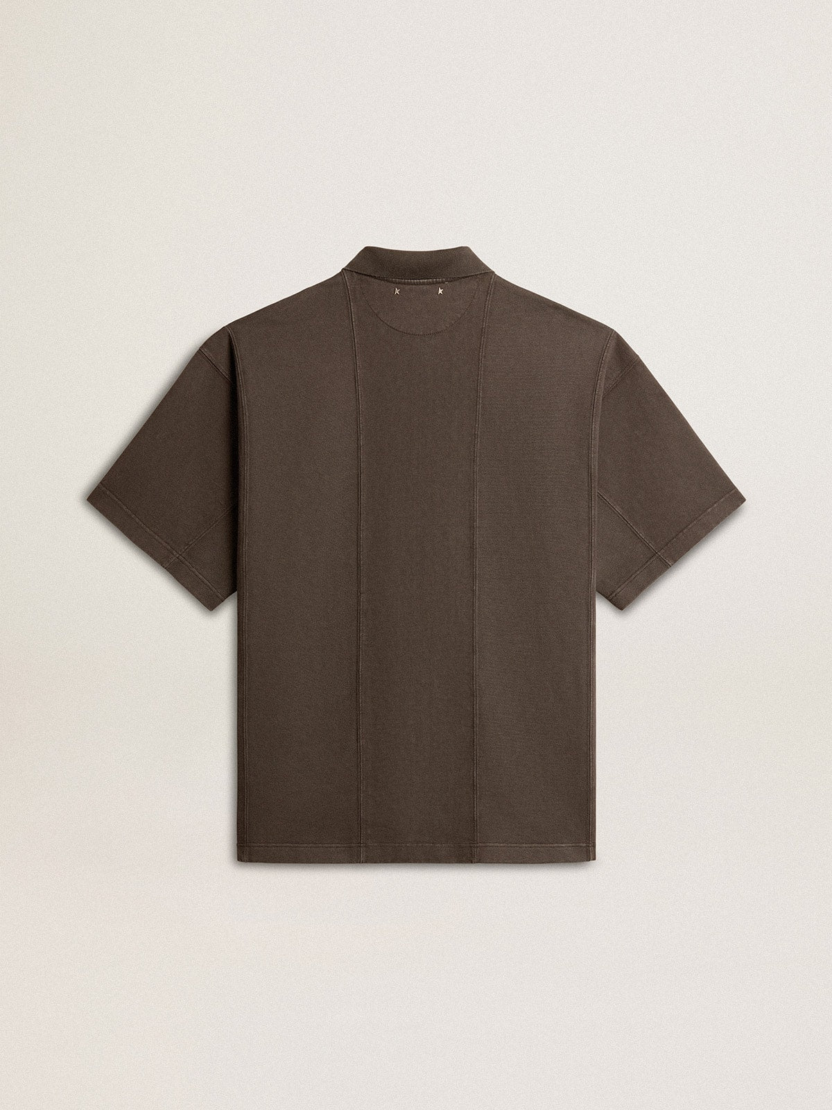 Golden Goose Men's cotton polo shirt in anthracite gray with embroidery