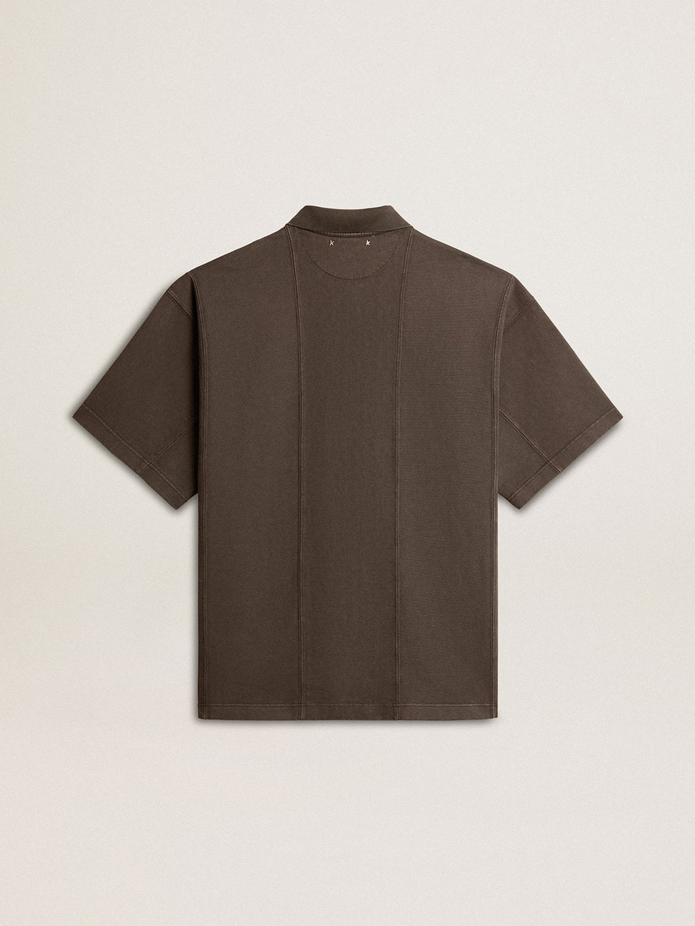 Golden Goose Men's cotton polo shirt in anthracite gray with embroidery