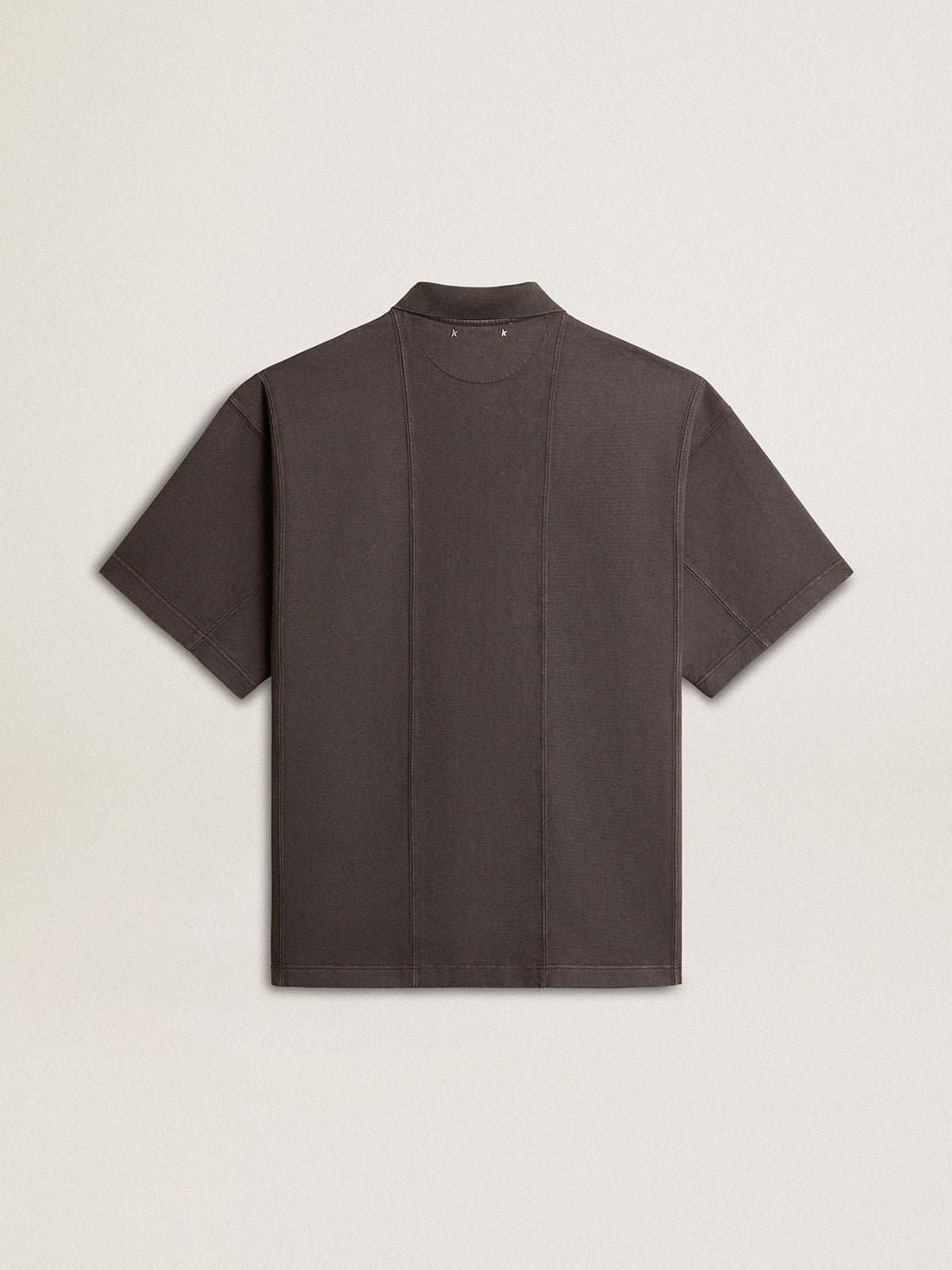 Golden Goose Men's cotton polo shirt in anthracite gray with embroidery