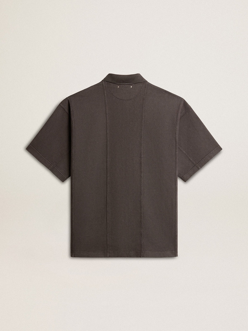 Golden Goose Men's cotton polo shirt in anthracite gray with embroidery