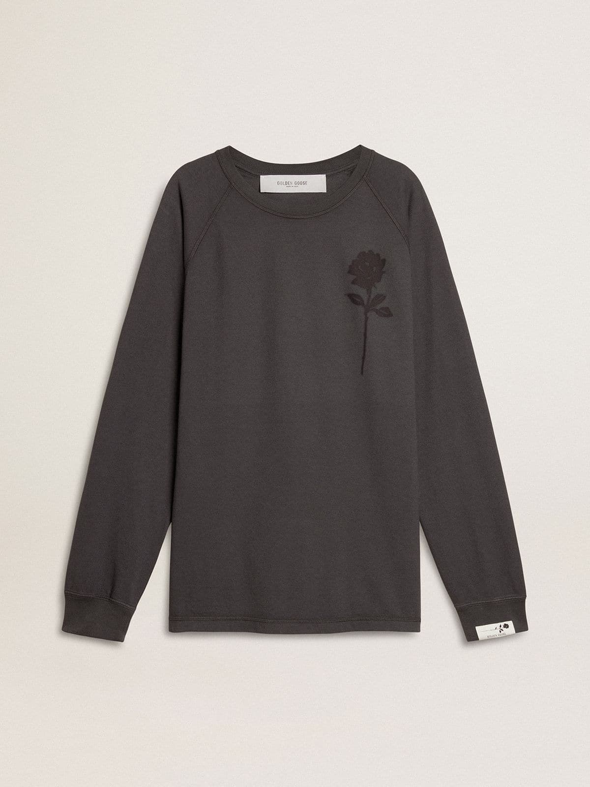 Golden Goose Men's T-shirt in anthracite-colored cotton with print on the chest