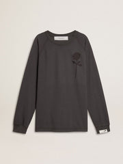 Golden Goose Men's T-shirt in anthracite-colored cotton with print on the chest