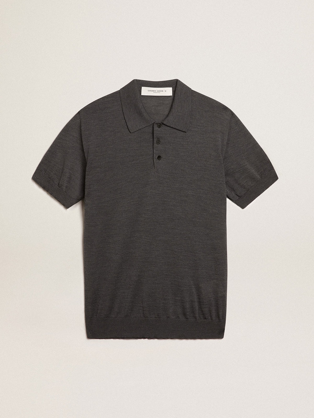 Golden Goose Men’s short-sleeved polo shirt in gray merino wool