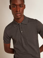 Golden Goose Men’s short-sleeved polo shirt in gray merino wool