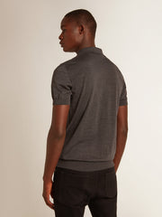 Golden Goose Men’s short-sleeved polo shirt in gray merino wool
