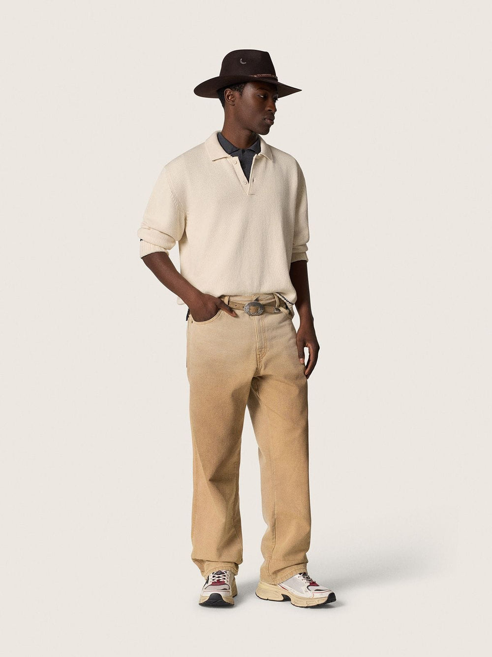 Golden Goose Men’s short-sleeved polo shirt in gray merino wool