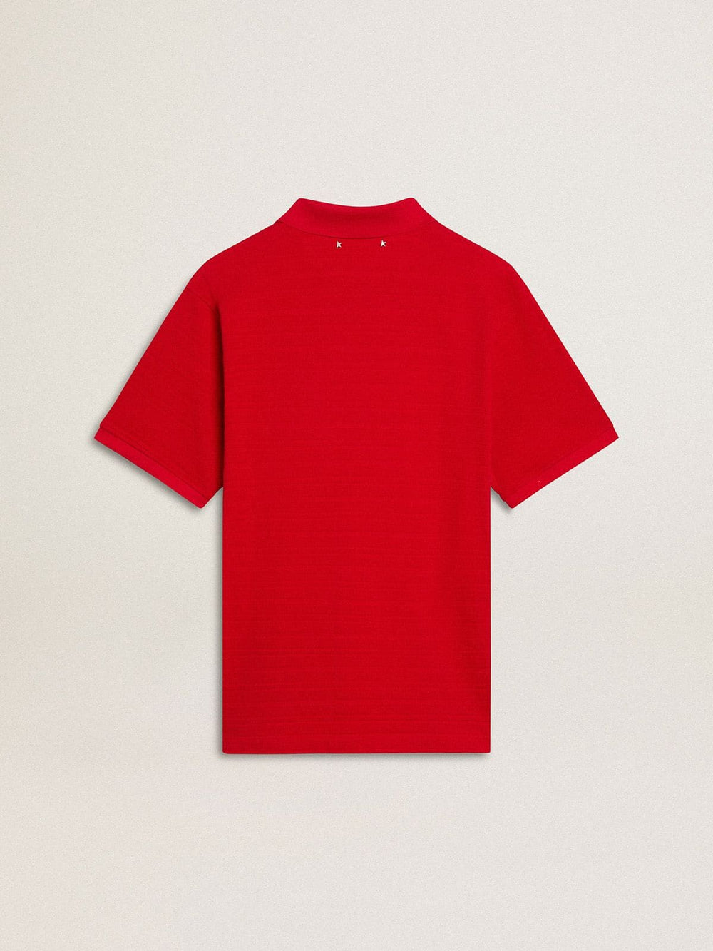 Golden Goose Men's polo shirt in red cotton piquet