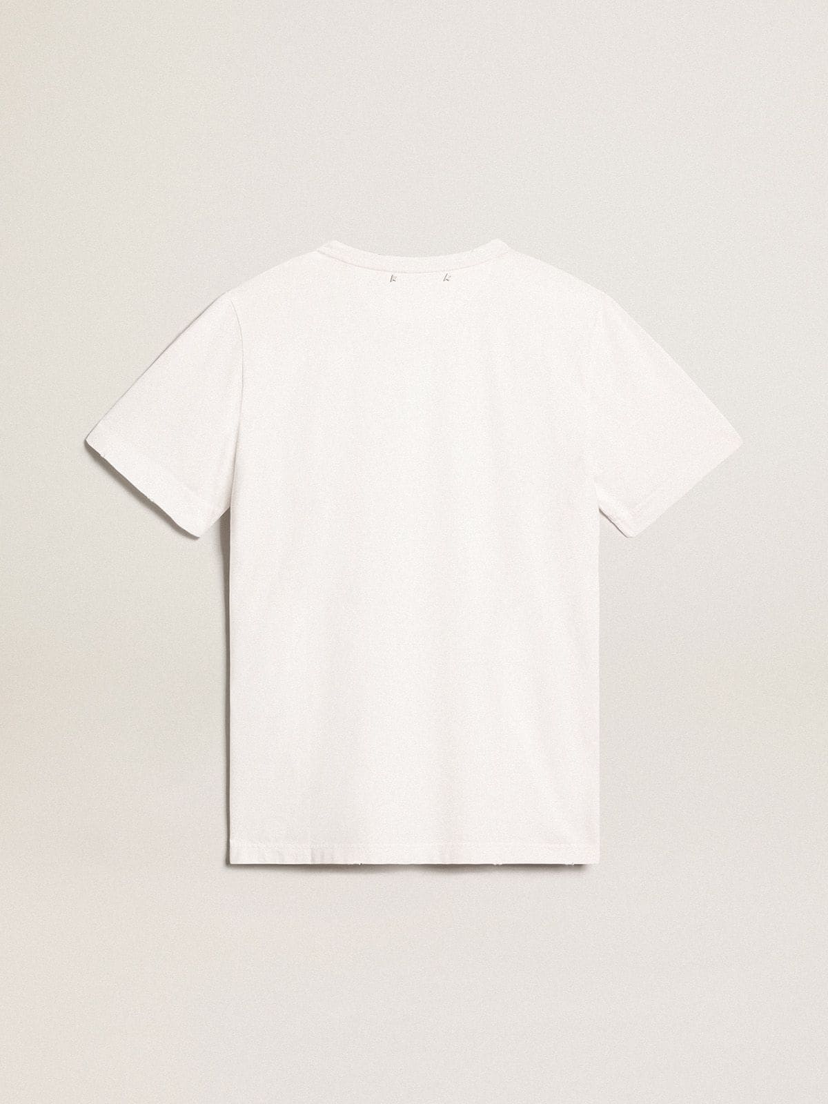 Golden Goose Men's white T-shirt with distressed treatment