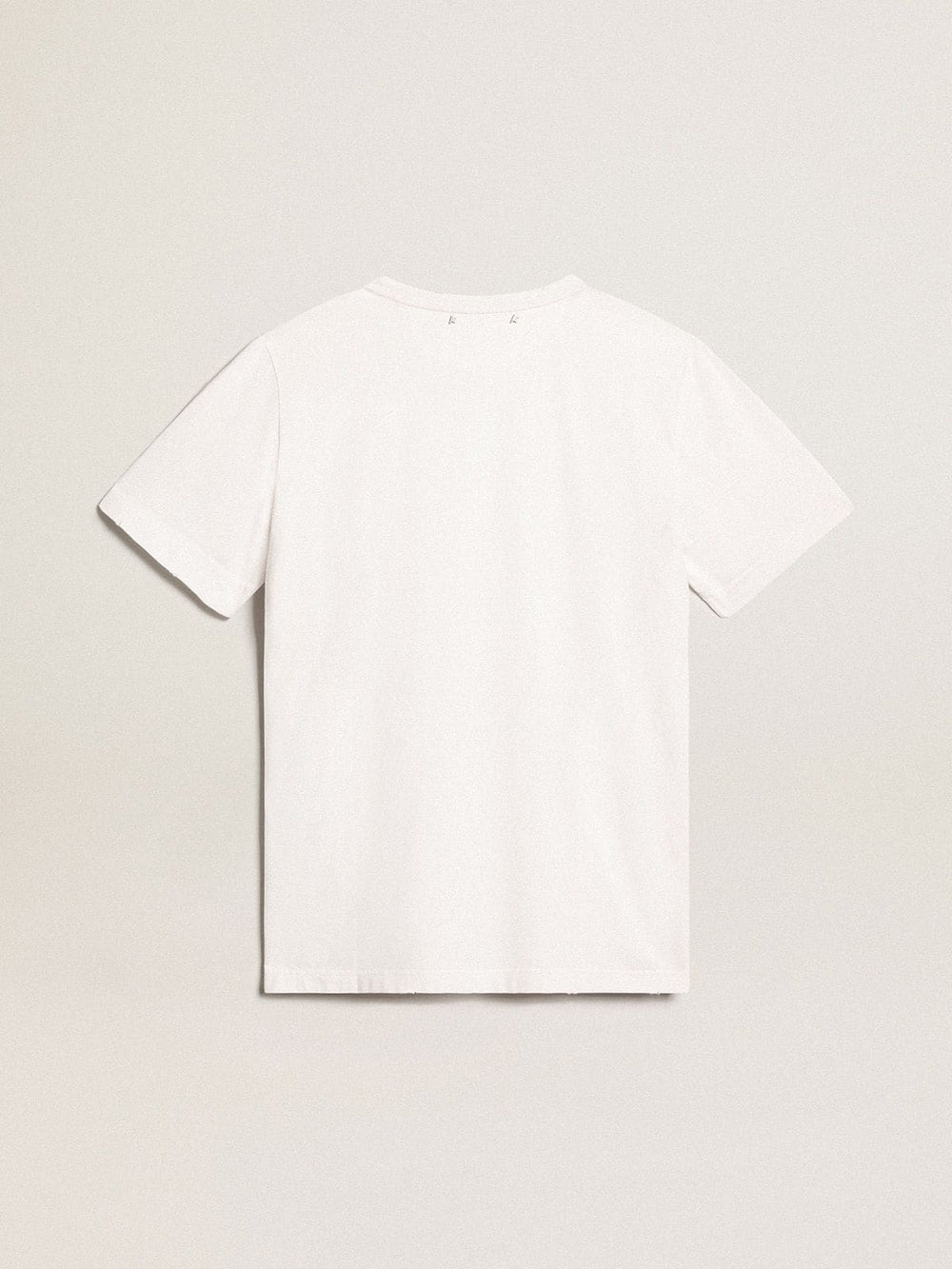 Golden Goose Men's white T-shirt with distressed treatment
