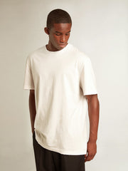 Golden Goose Men's white T-shirt with distressed treatment
