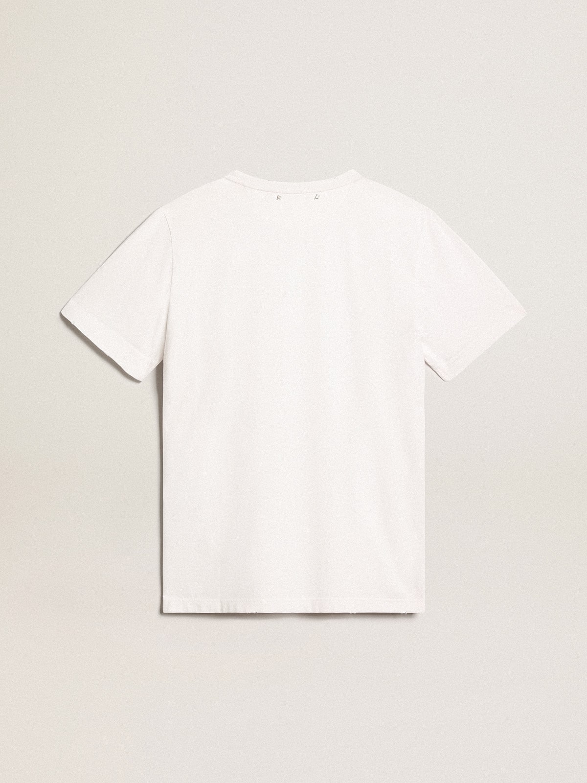 Golden Goose Men's white T-shirt with distressed treatment
