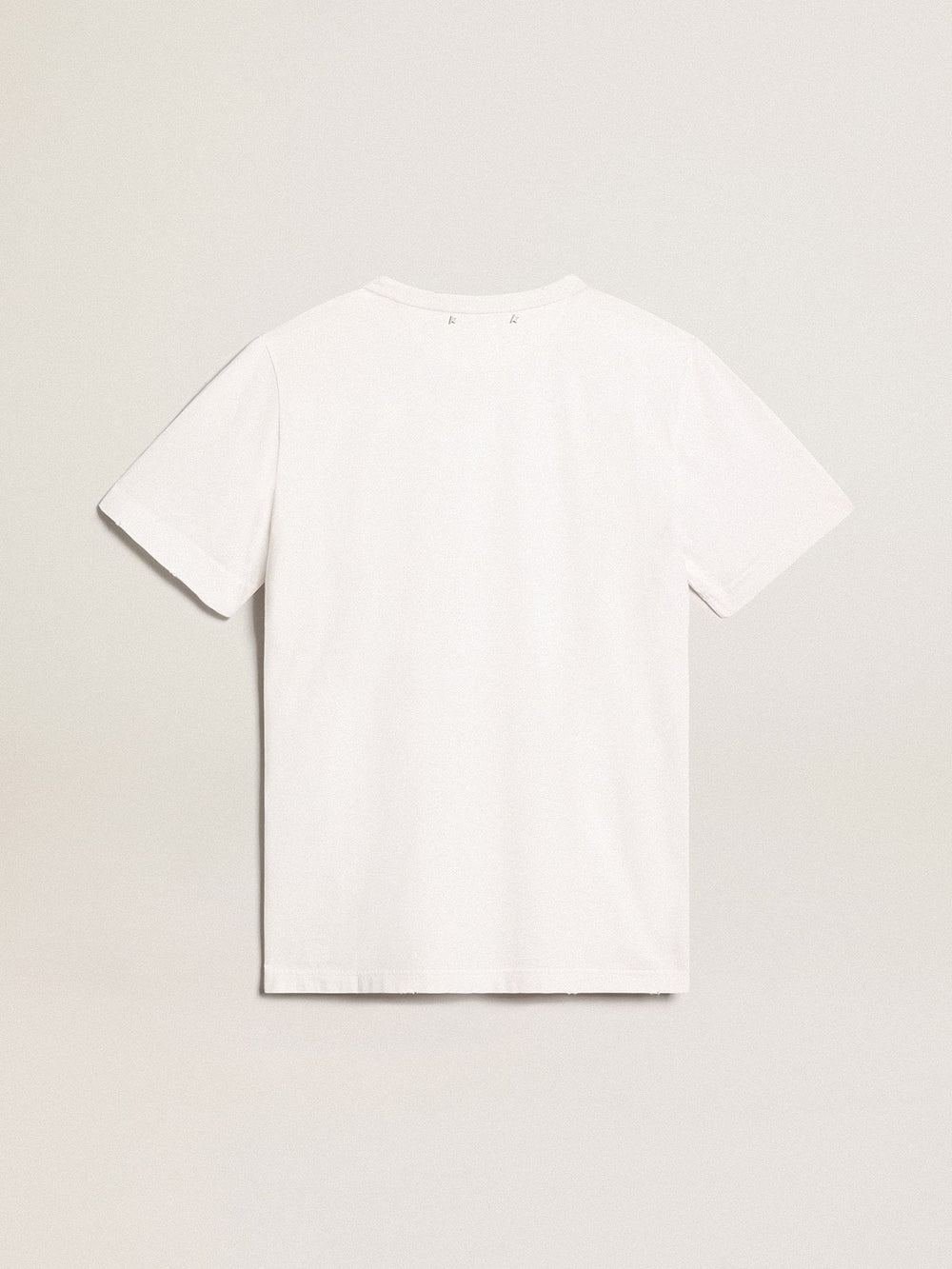Golden Goose Men's white T-shirt with distressed treatment