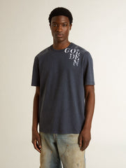 Golden Goose Men's blue T-shirt with white print