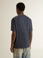 Golden Goose Men's blue T-shirt with white print