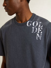 Golden Goose Men's blue T-shirt with white print