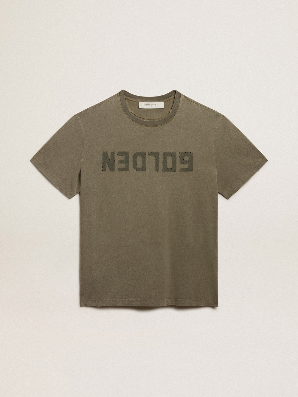 Golden Goose Men's olive green T-shirt with Golden lettering