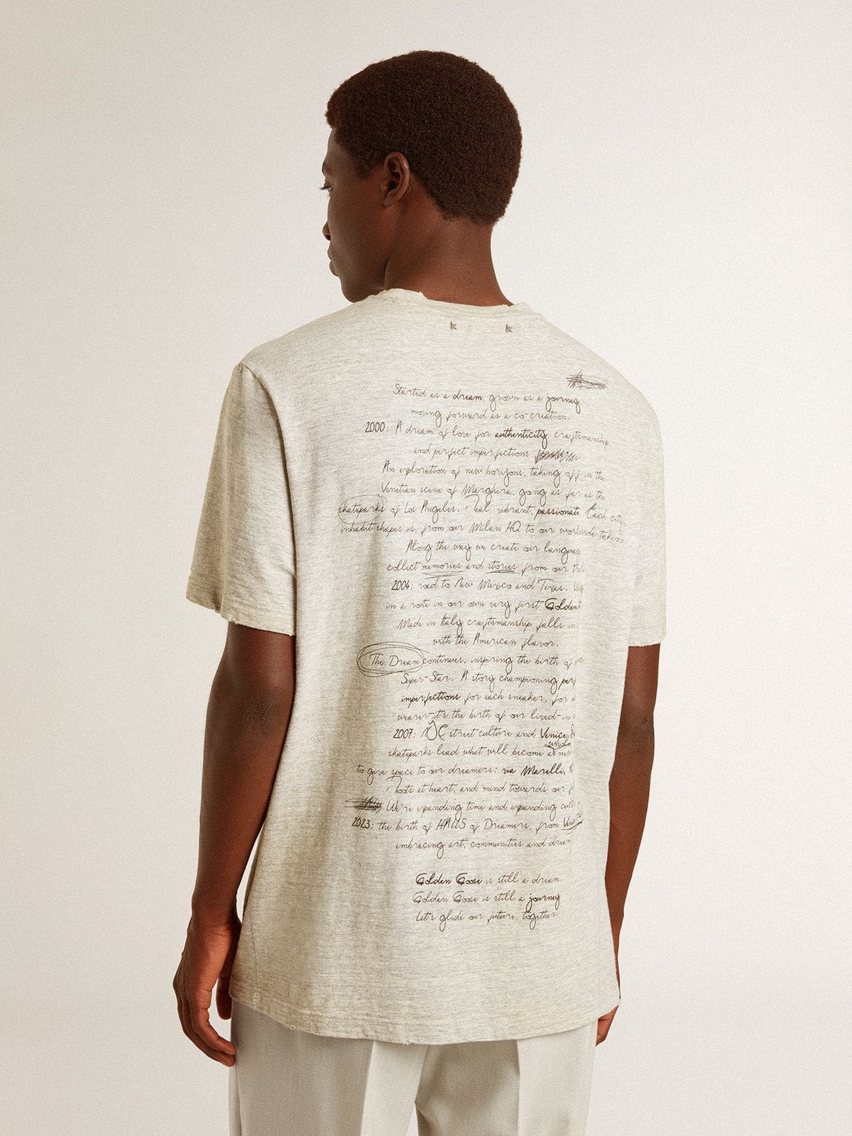 Golden Goose Men's gray T-shirt with black lettering
