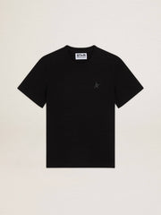Golden Goose Black Star Collection T-shirt with tone-on-tone star on the front