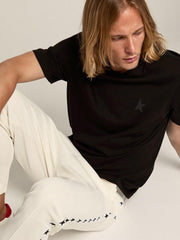 Golden Goose Black Star Collection T-shirt with tone-on-tone star on the front