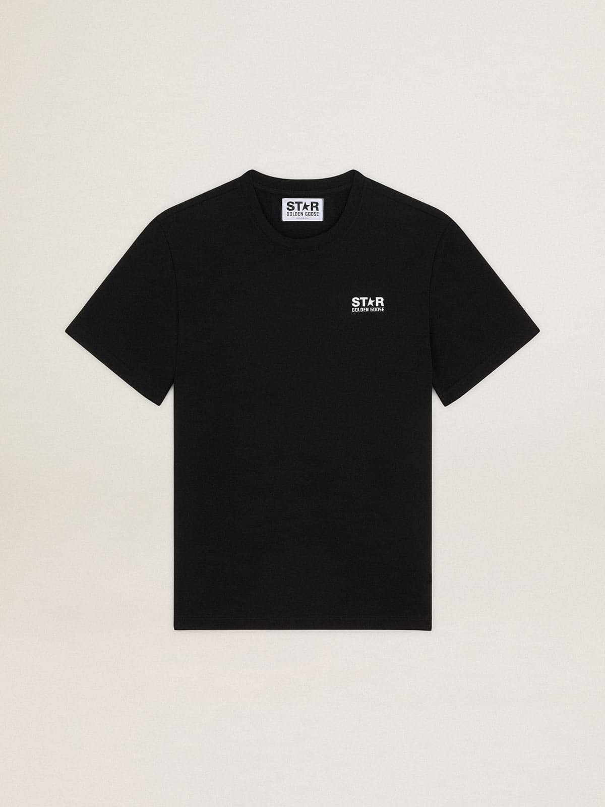 Golden Goose Men's black T-shirt with contrasting white logo and star