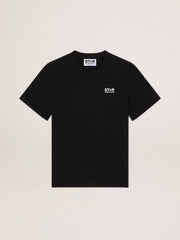 Golden Goose Men's black T-shirt with contrasting white logo and star