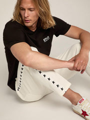 Golden Goose Men's black T-shirt with contrasting white logo and star
