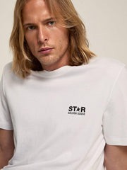 Golden Goose White Star Collection T-shirt with contrasting black logo and star