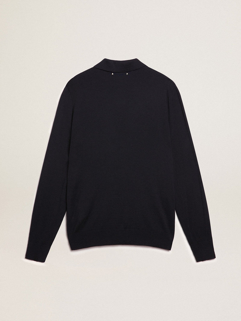 Golden Goose Men’s long-sleeved polo shirt in navy-blue merino wool