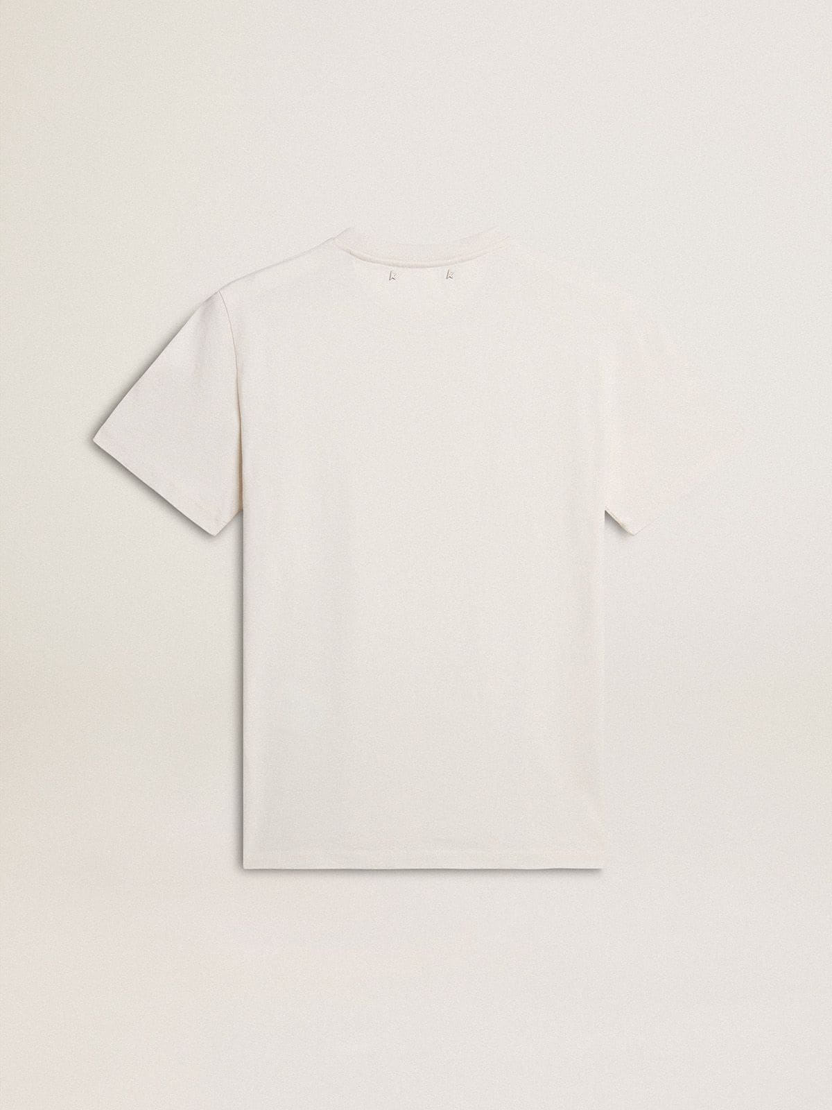 Golden Goose Men's worn-white cotton T-shirt with black lettering