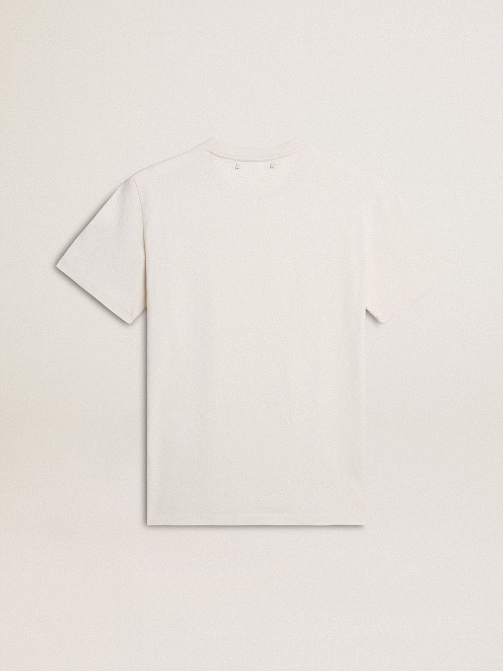 Golden Goose Men's worn-white cotton T-shirt with black lettering