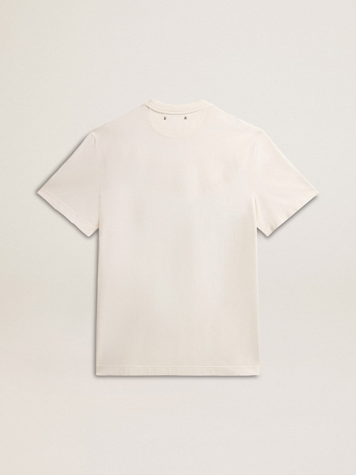 Golden Goose Men's cotton T-shirt in aged white with print on the heart