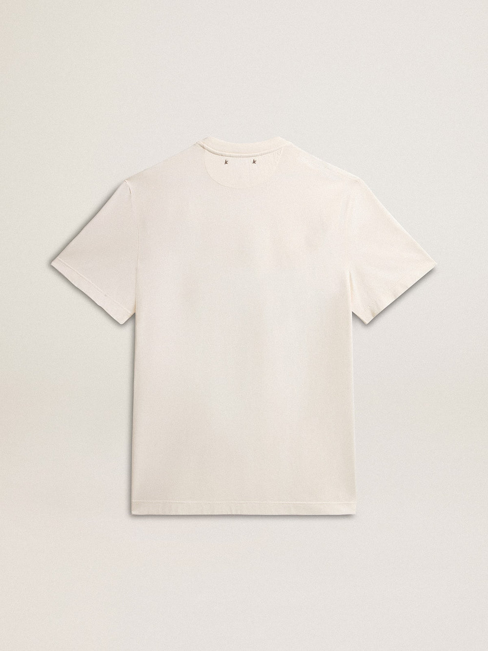 Golden Goose Men's cotton T-shirt in aged white with print on the heart