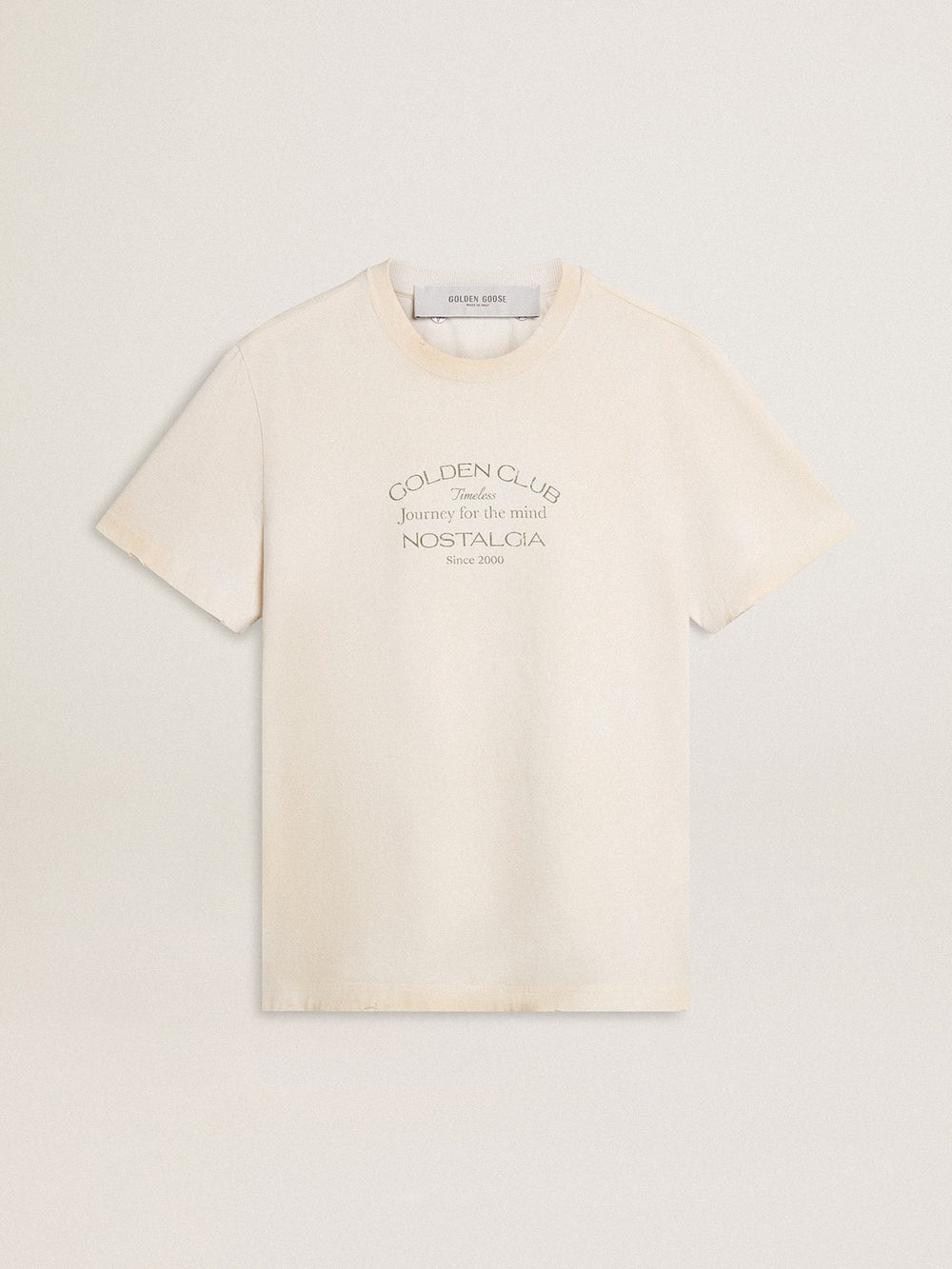Golden Goose Men's vintage-look white T-shirt with front print