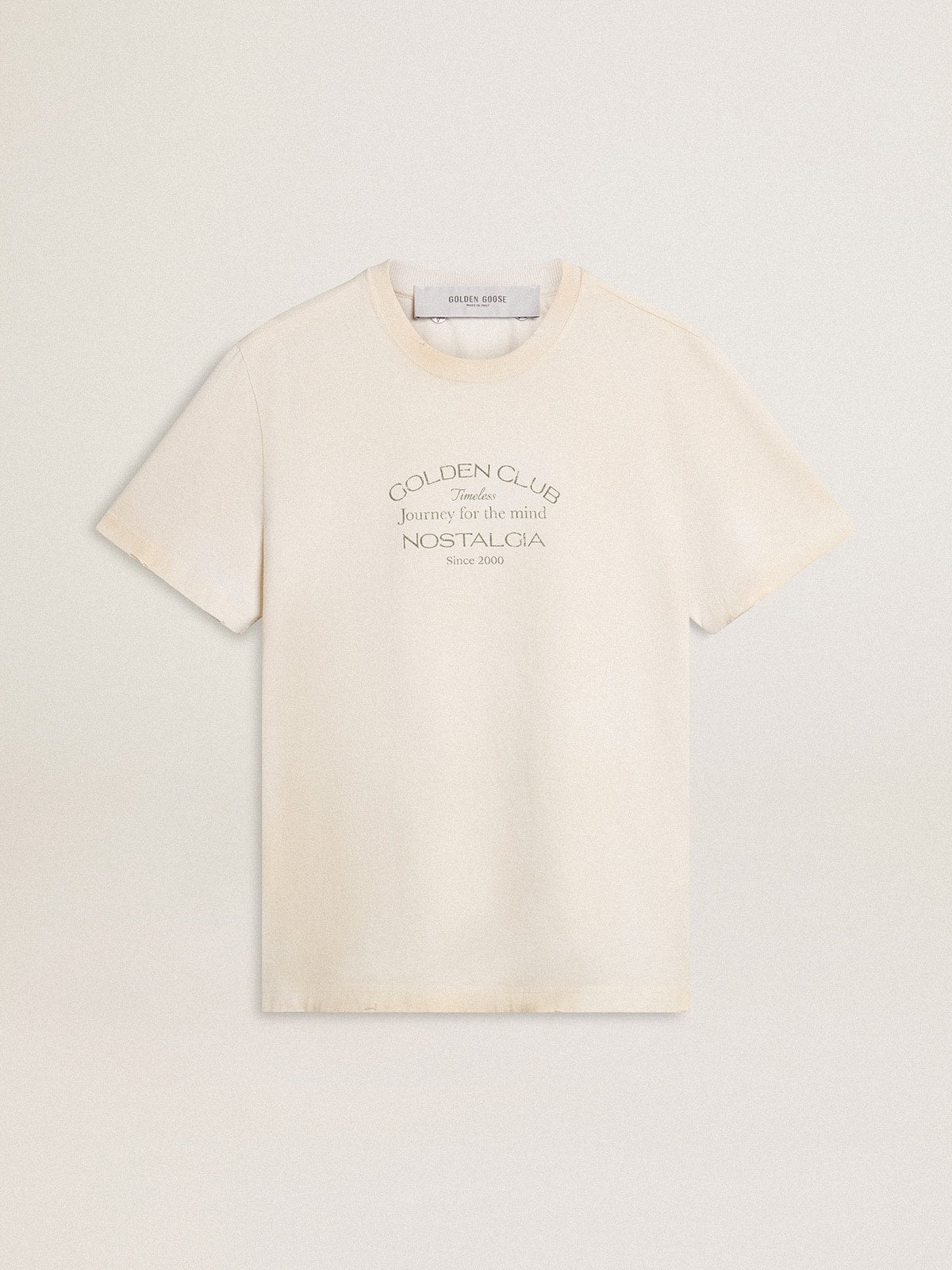 Golden Goose Men's vintage-look white T-shirt with front print