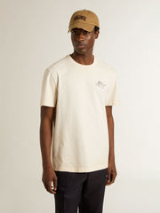 Golden Goose Men's T-shirt with print on the chest and on the back with a lived-in effect