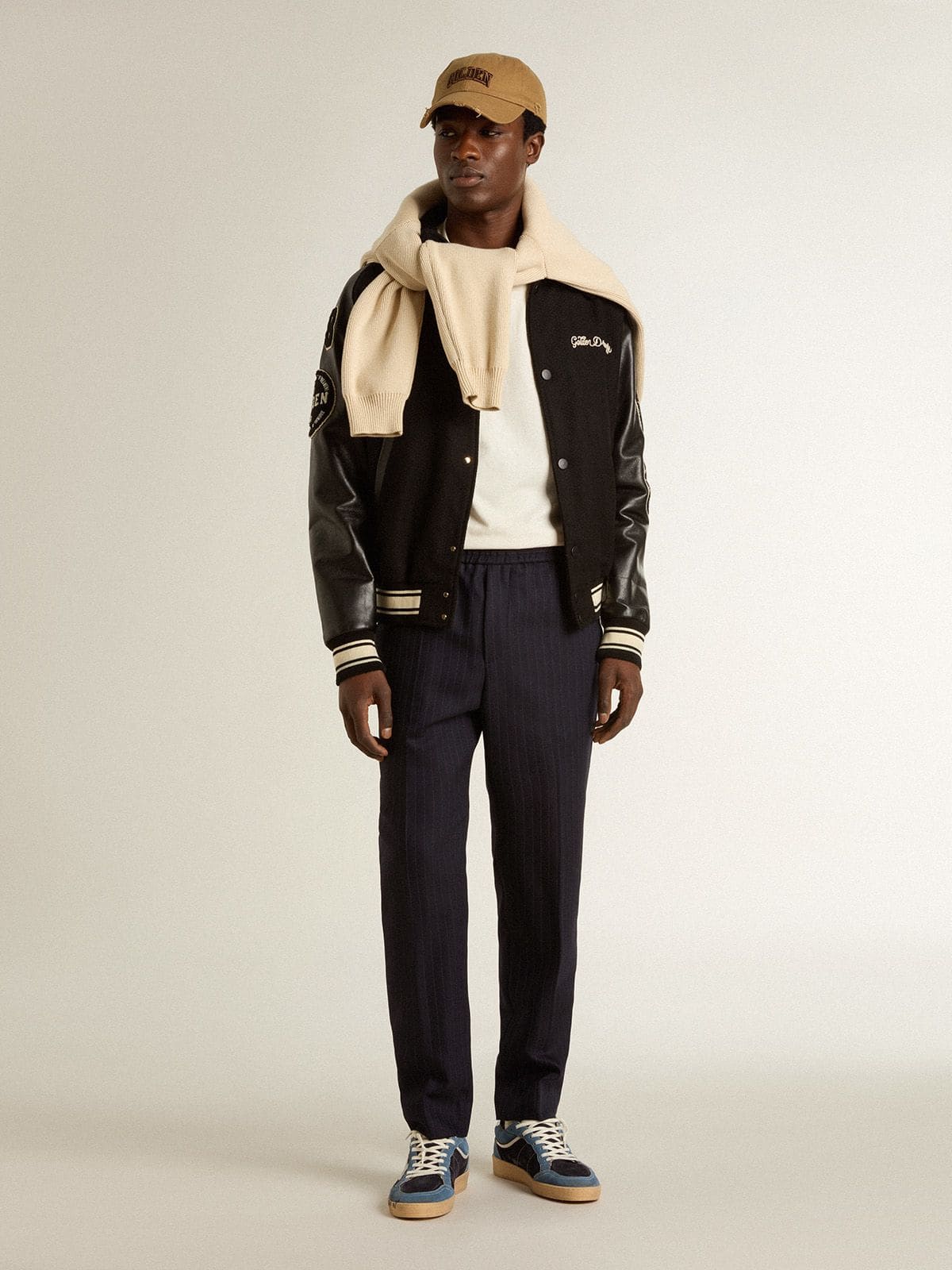 Golden Goose Men's T-shirt with print on the chest and on the back with a lived-in effect