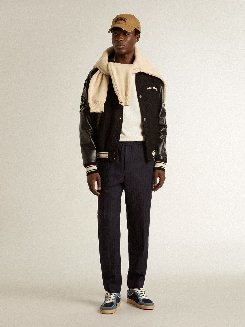 Golden Goose Men's T-shirt with print on the chest and on the back with a lived-in effect