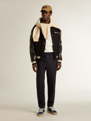 Golden Goose Men's T-shirt with print on the chest and on the back with a lived-in effect
