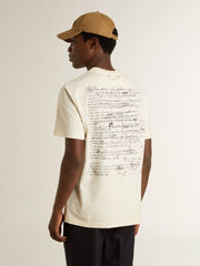 Golden Goose Men's T-shirt with print on the chest and on the back with a lived-in effect