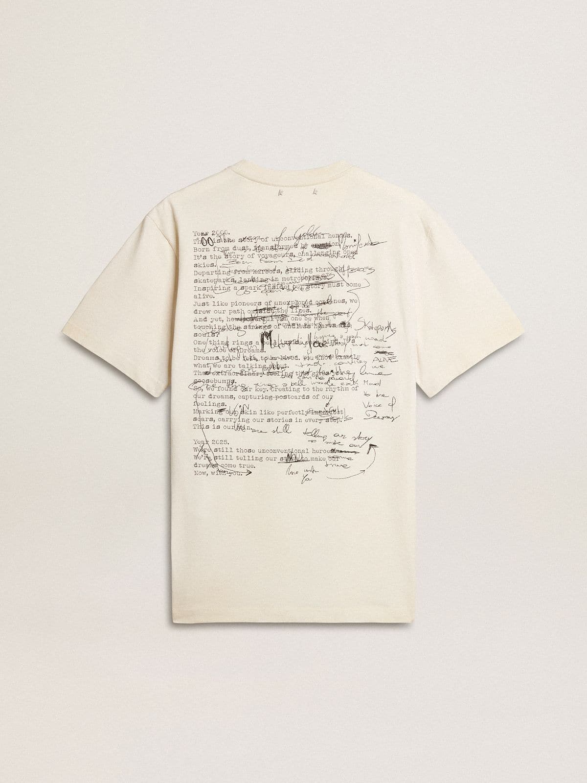Golden Goose Men's T-shirt with print on the chest and on the back with a lived-in effect