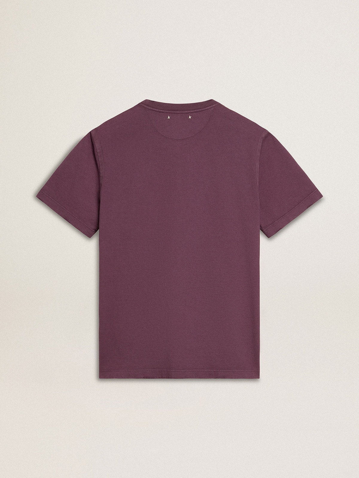 Golden Goose Men’s cotton T-shirt in worn purple with logo print