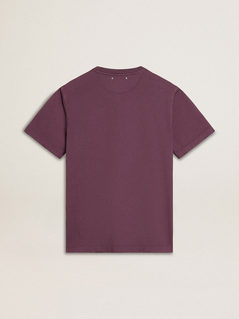 Golden Goose Men’s cotton T-shirt in worn purple with logo print