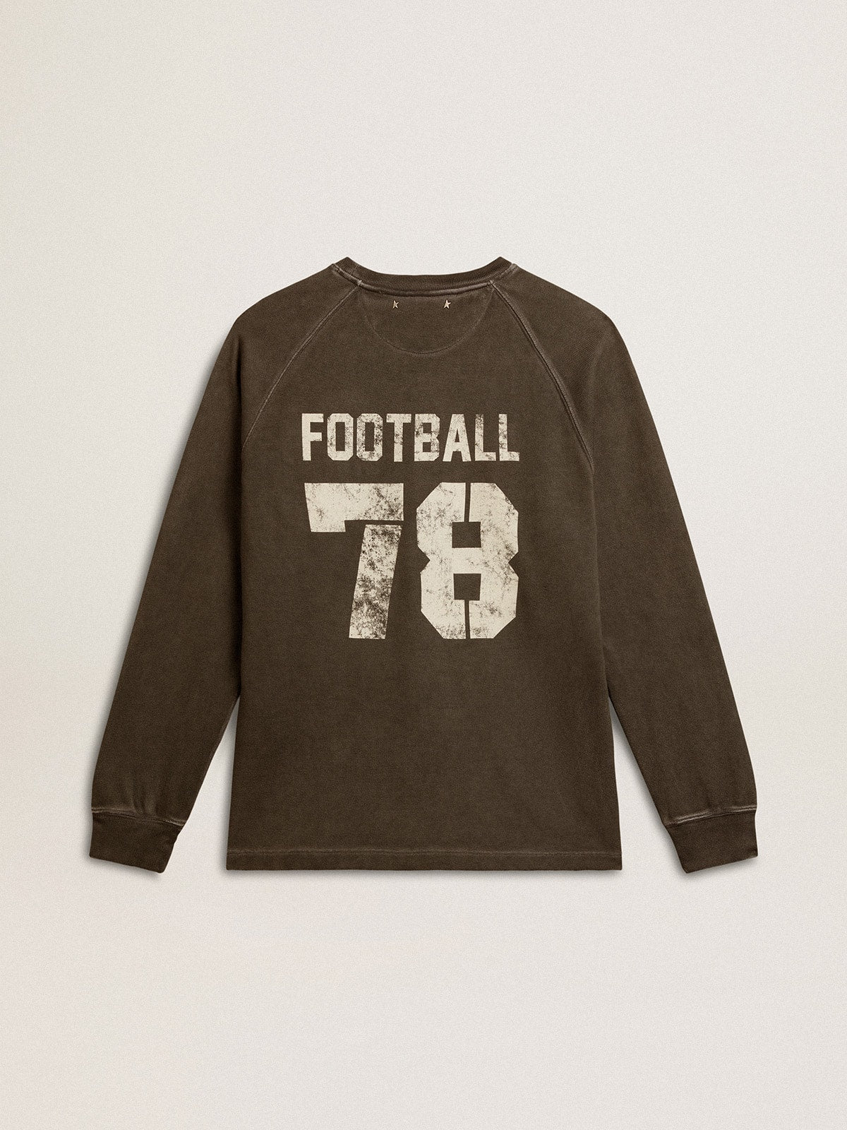 Golden Goose Men's long-sleeved T-shirt in anthracite gray cotton with logo on the back