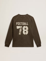 Golden Goose Men's long-sleeved T-shirt in anthracite gray cotton with logo on the back