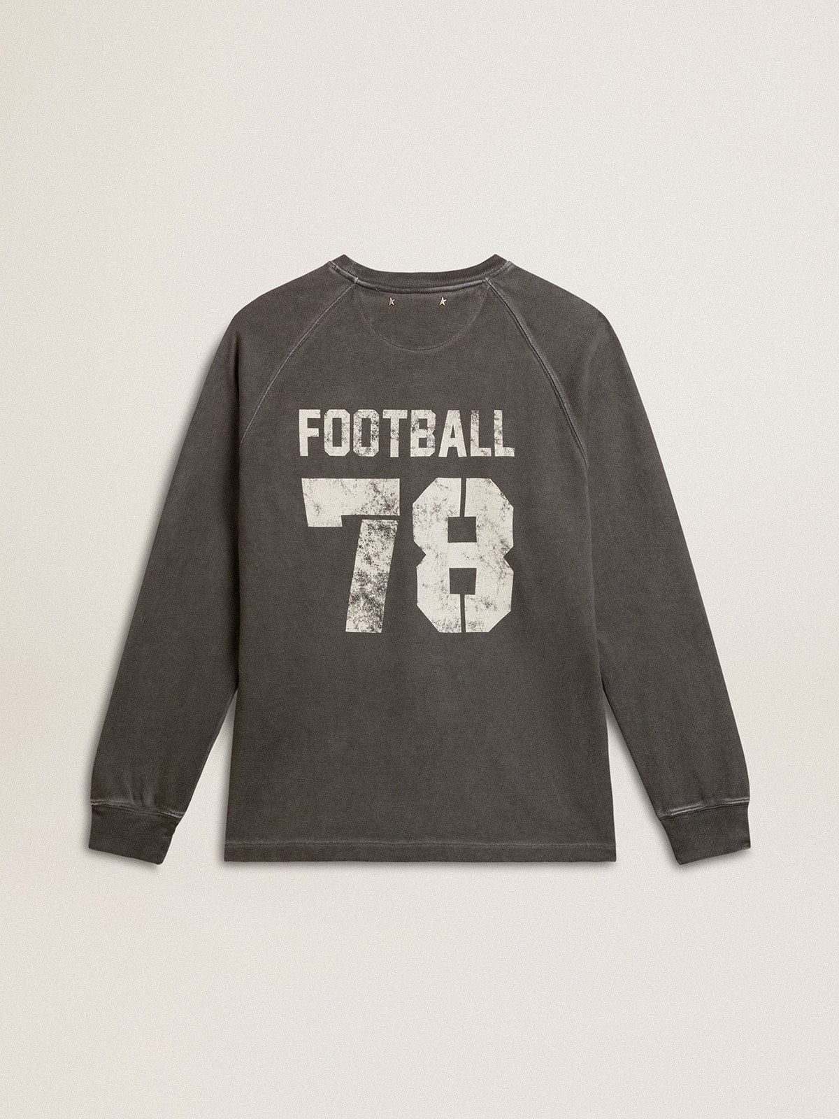 Golden Goose Men's long-sleeved T-shirt in anthracite gray cotton with logo on the back
