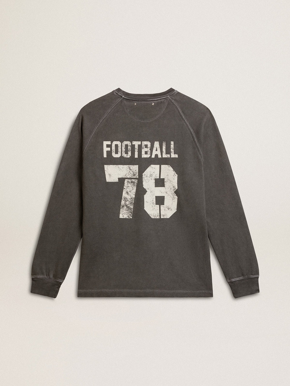 Golden Goose Men's long-sleeved T-shirt in anthracite gray cotton with logo on the back