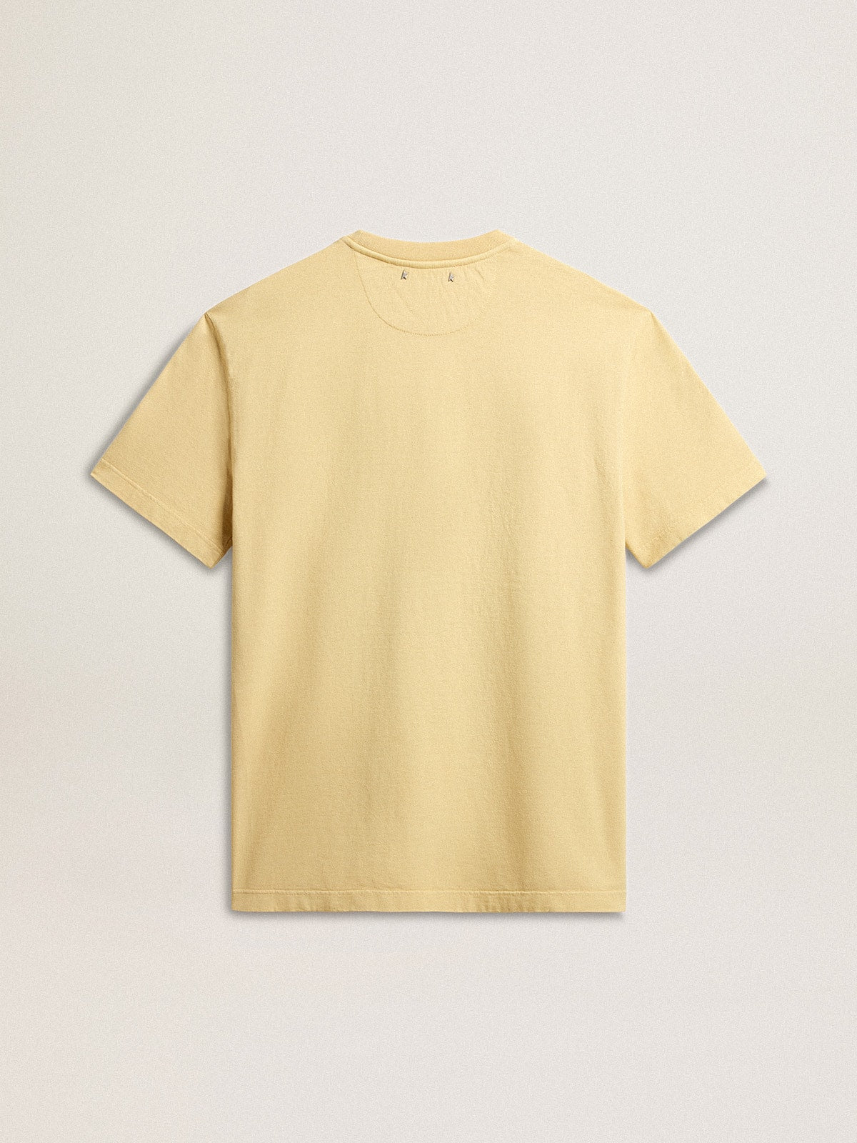 Golden Goose Men's cotton T-shirt in pale yellow with faded lettering