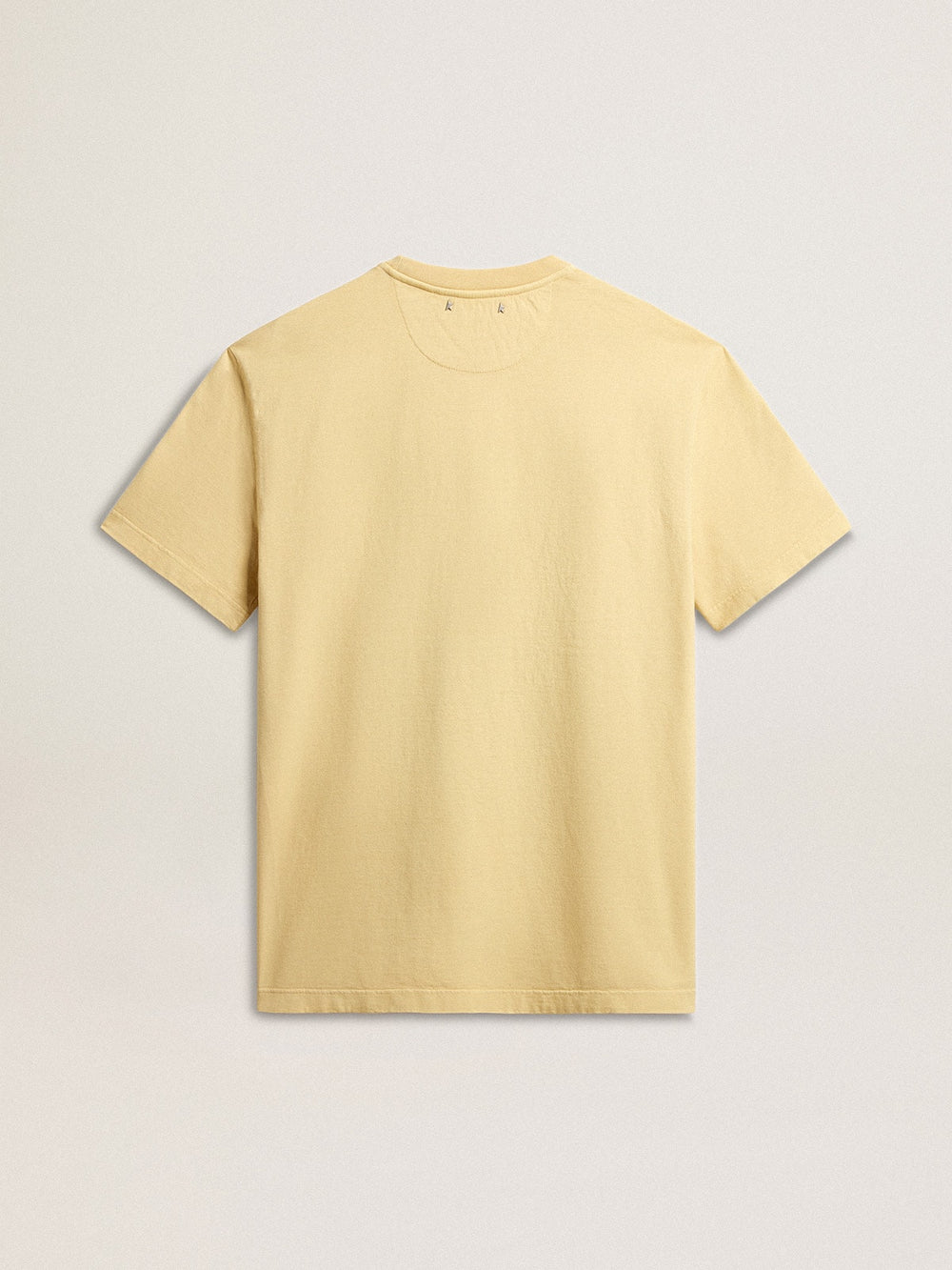 Golden Goose Men's cotton T-shirt in pale yellow with faded lettering